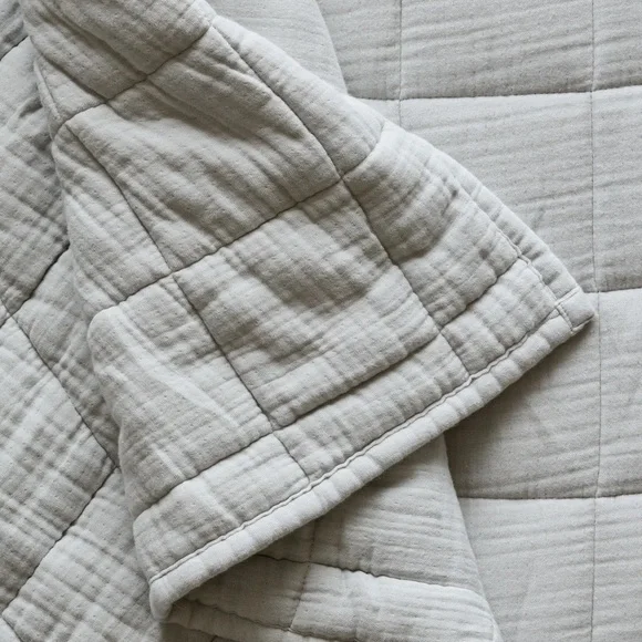 NWT QUINCE Organic Airy Gauze Box Quilt Set King/Cal King Mist 6592 - Picture 6 of 14